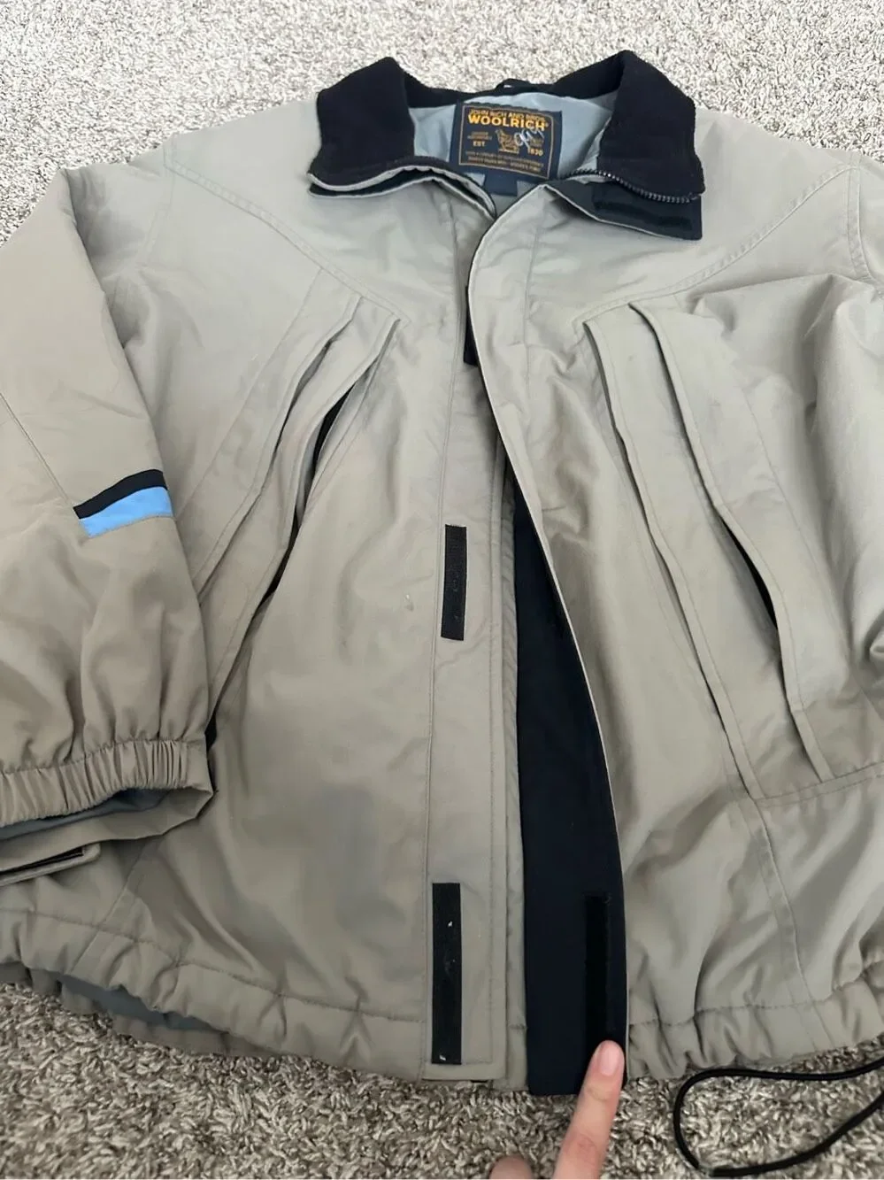 john rich and bros woolrich nylon bommer jacket men’s L outdoors zip up in ash